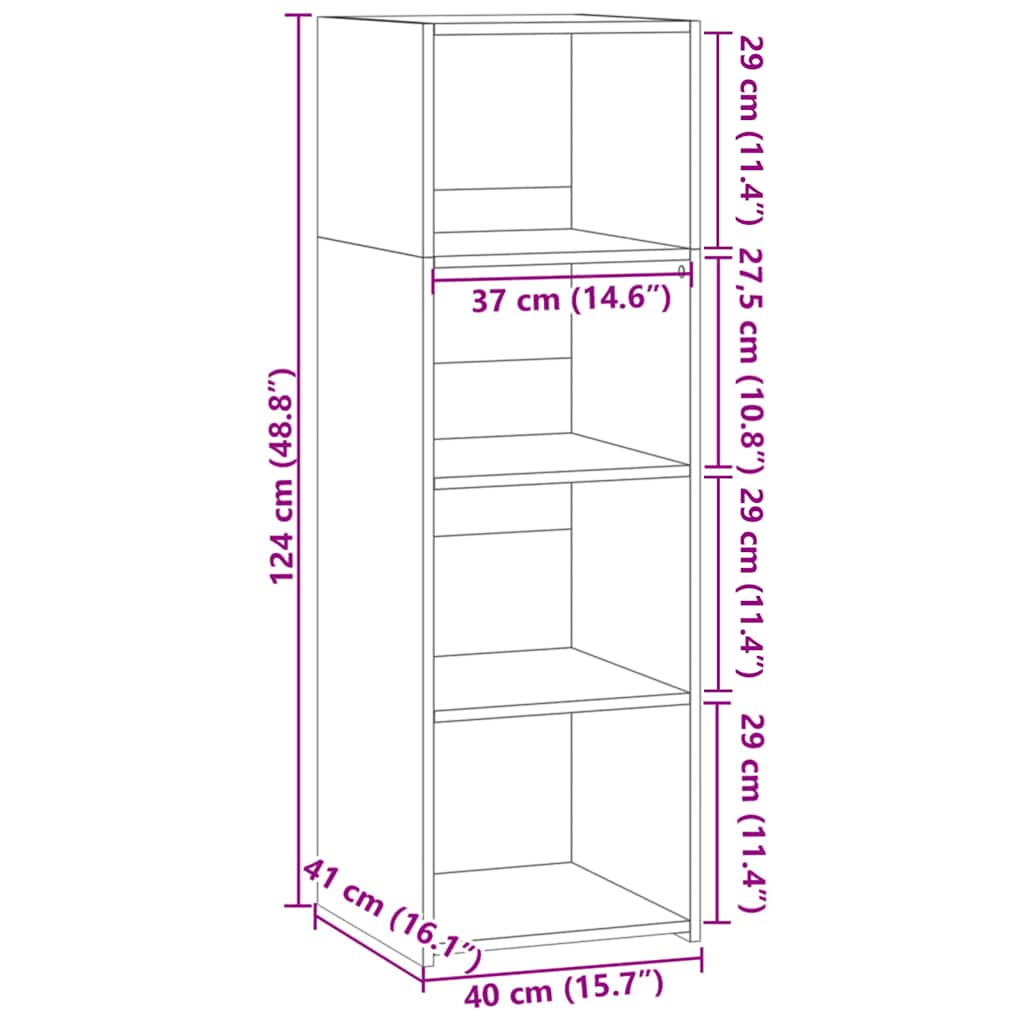 Visoka komoda crna 40x41x124 cm od konstruiranog drva
