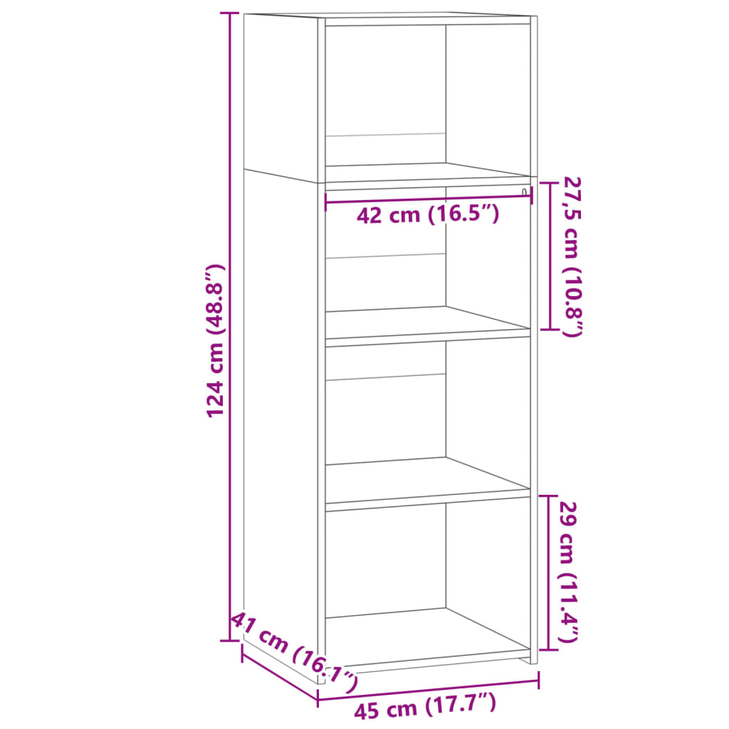 Visoka komoda crna 40x41x124 cm od konstruiranog drva