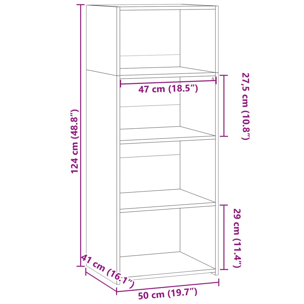 Visoka komoda boja hrasta sonome 50x41x124 cm konstruirano drvo