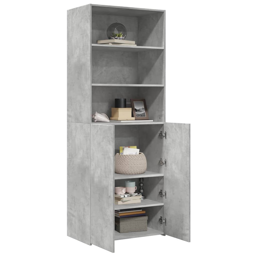 Visoka komoda boja betona 70x42,5x185 cm od konstruiranog drva