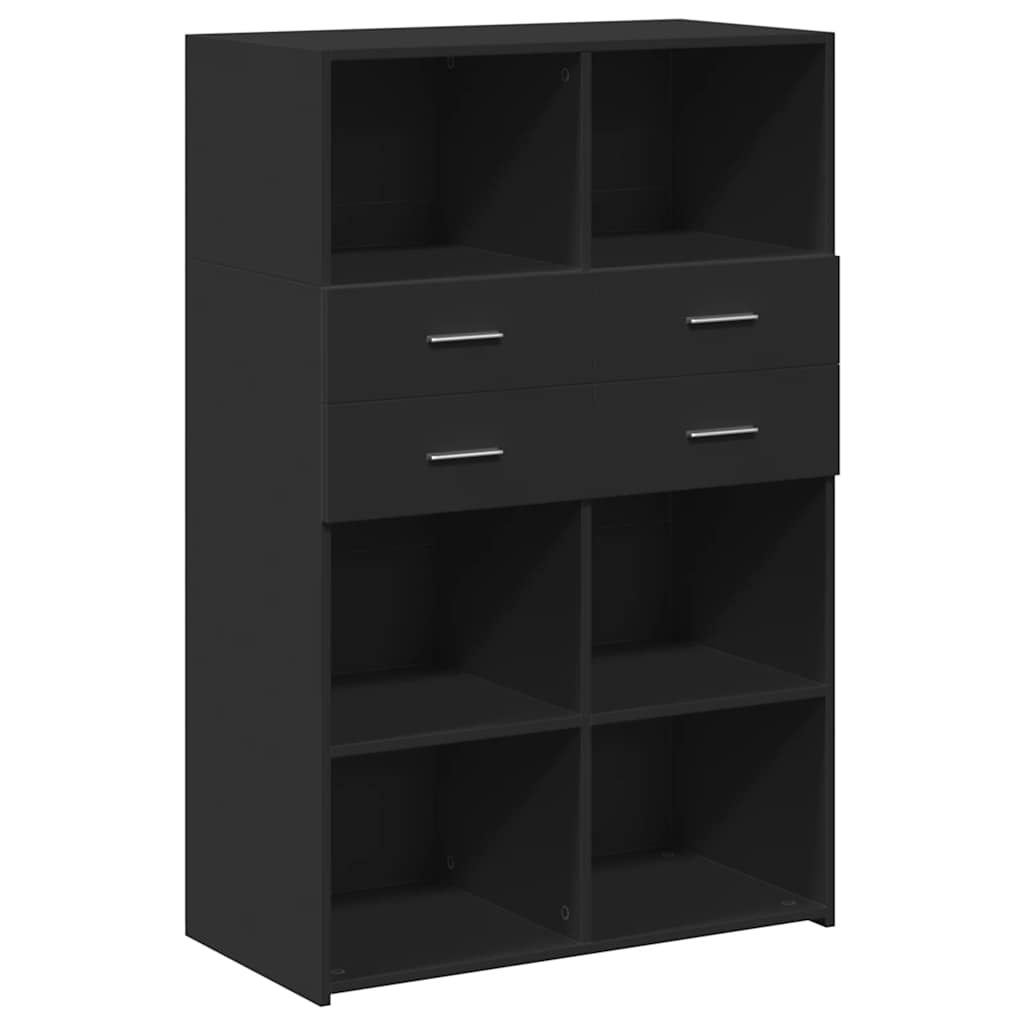 Visoka komoda crna 80 x 42,5 x 124 cm konstruirano drvo