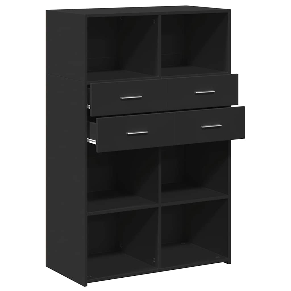 Visoka komoda crna 80 x 42,5 x 124 cm konstruirano drvo
