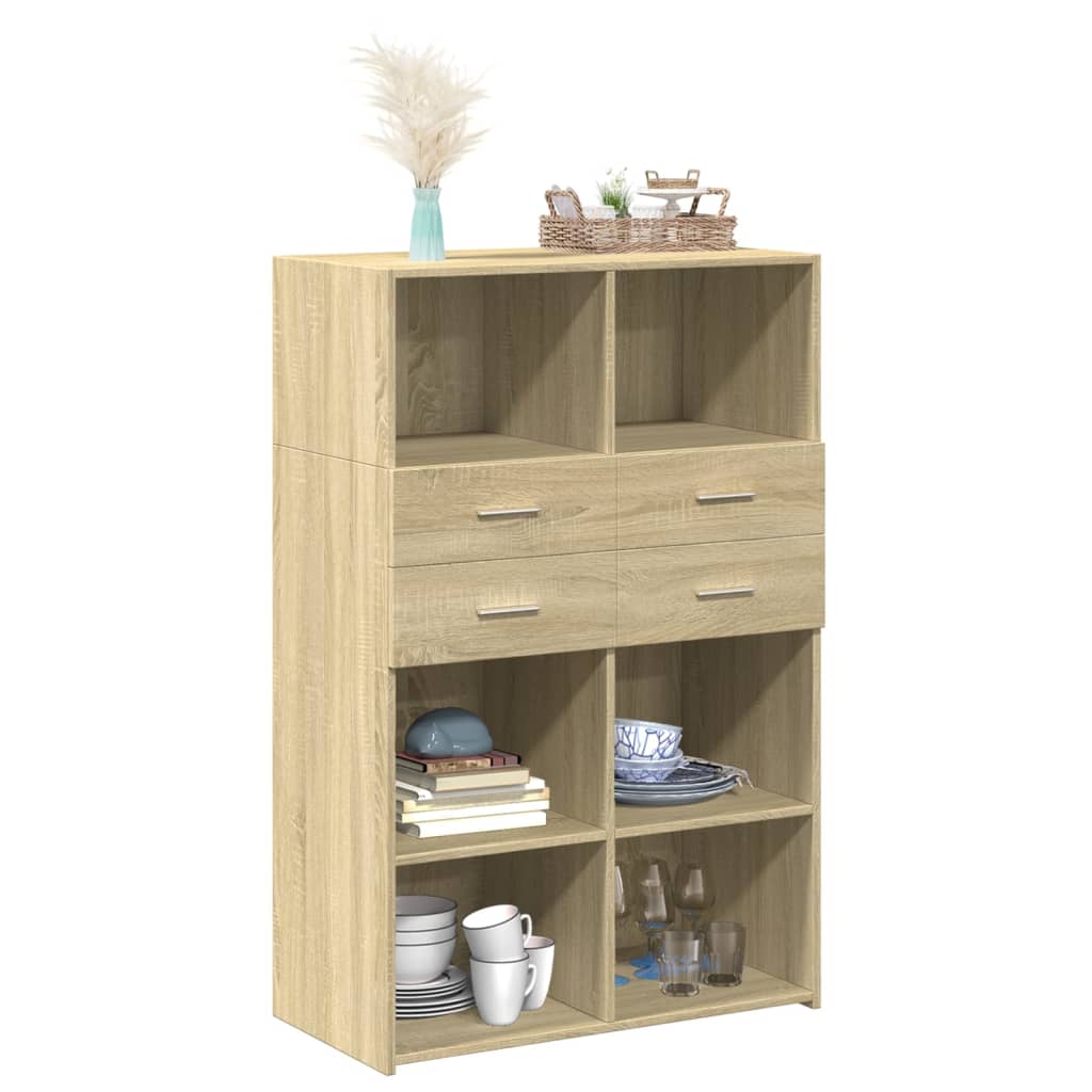 Visoka komoda boja hrasta 80 x 42,5 x 124 cm konstruirano drvo