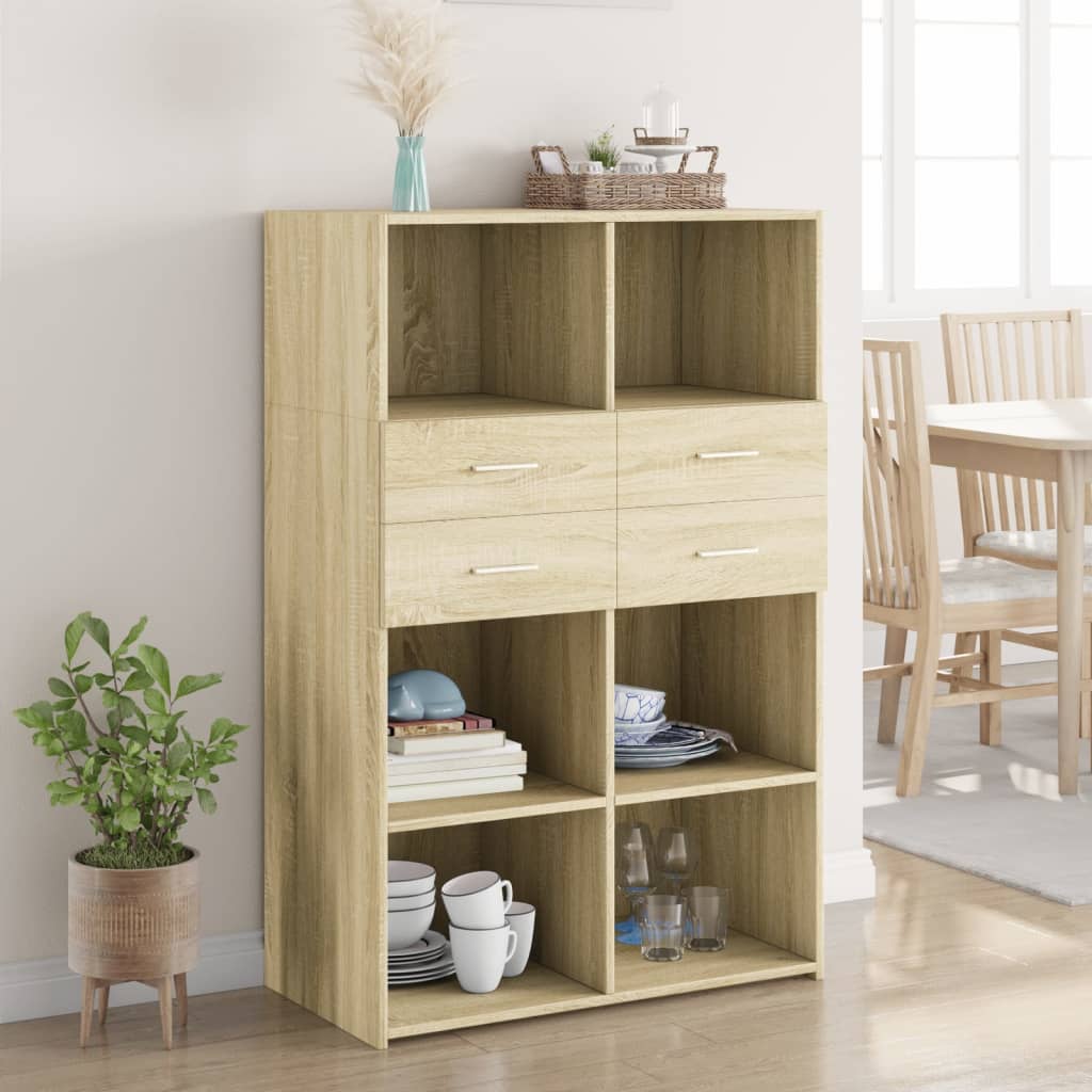 Visoka komoda boja hrasta 80 x 42,5 x 124 cm konstruirano drvo