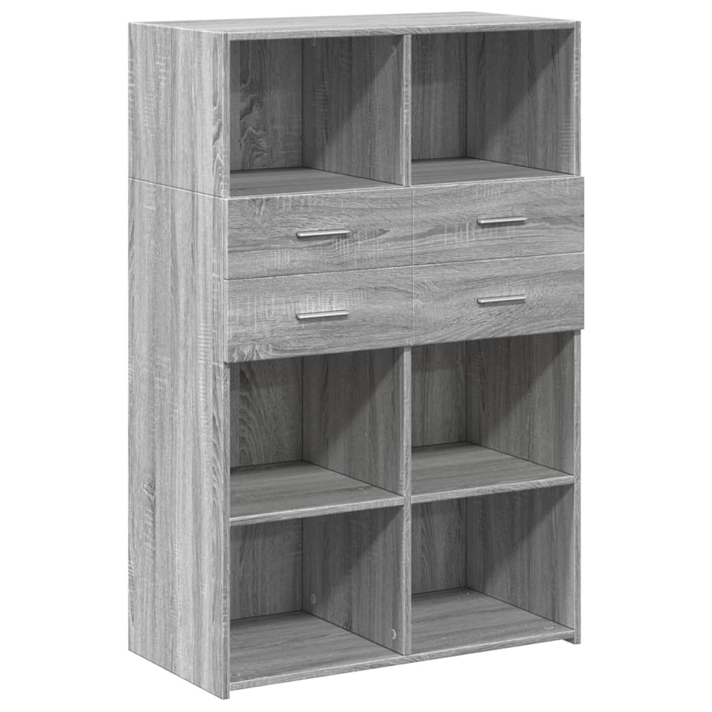 Visoka komoda siva boja hrasta 80x42,5x124 cm konstruirano drvo