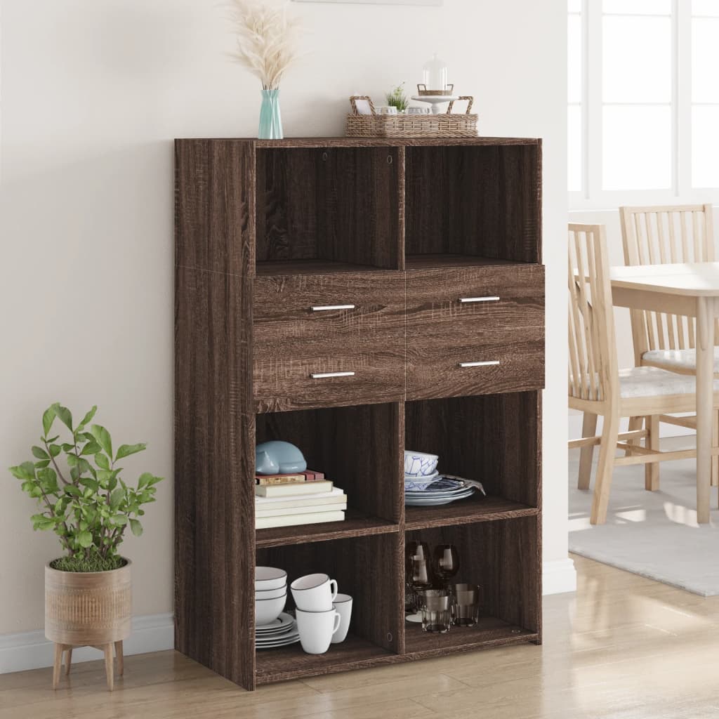Visoka komoda boja hrasta 80 x 42,5 x 124 cm konstruirano drvo
