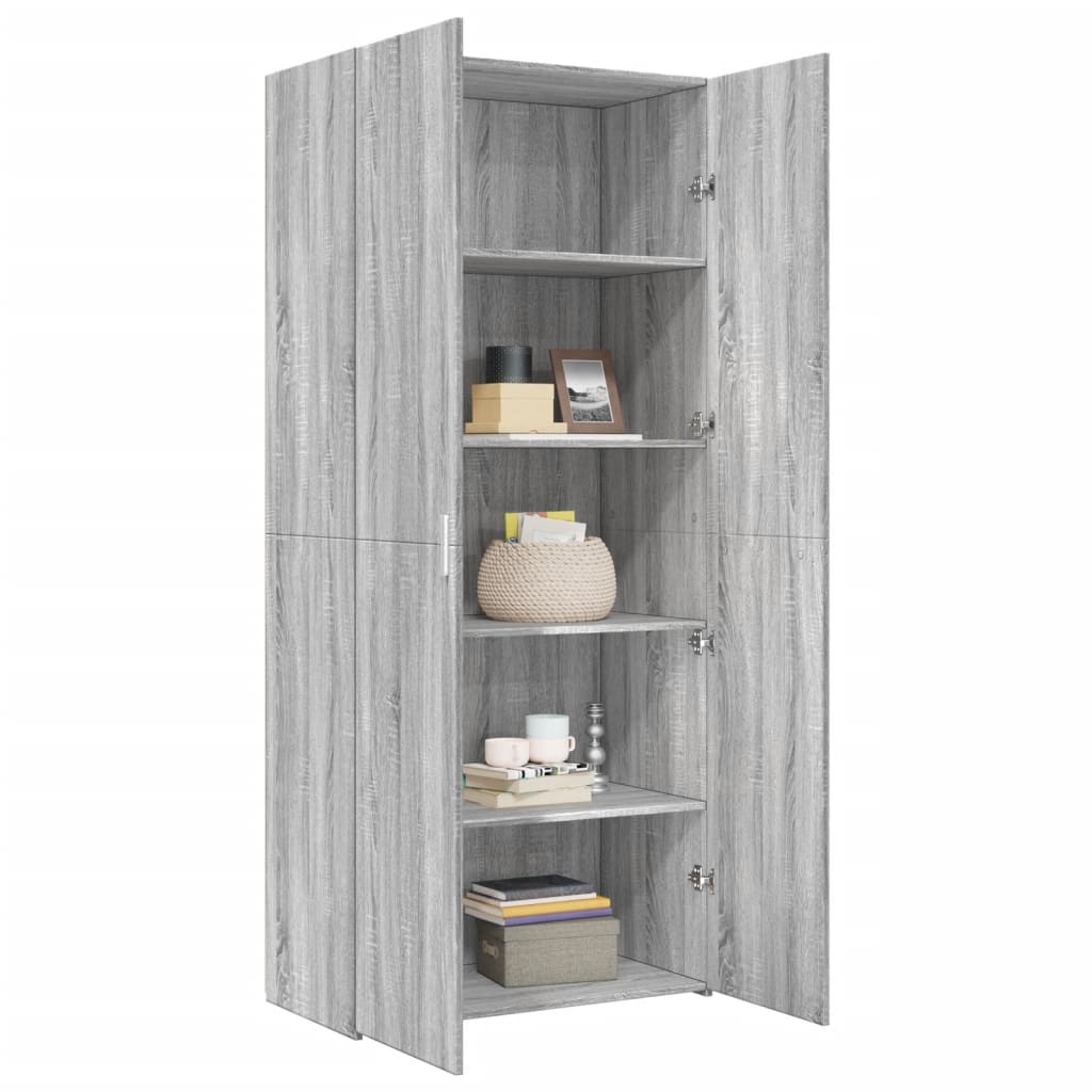 Visoka komoda siva boja hrasta 80 x 42,5 x 185 cm drvena