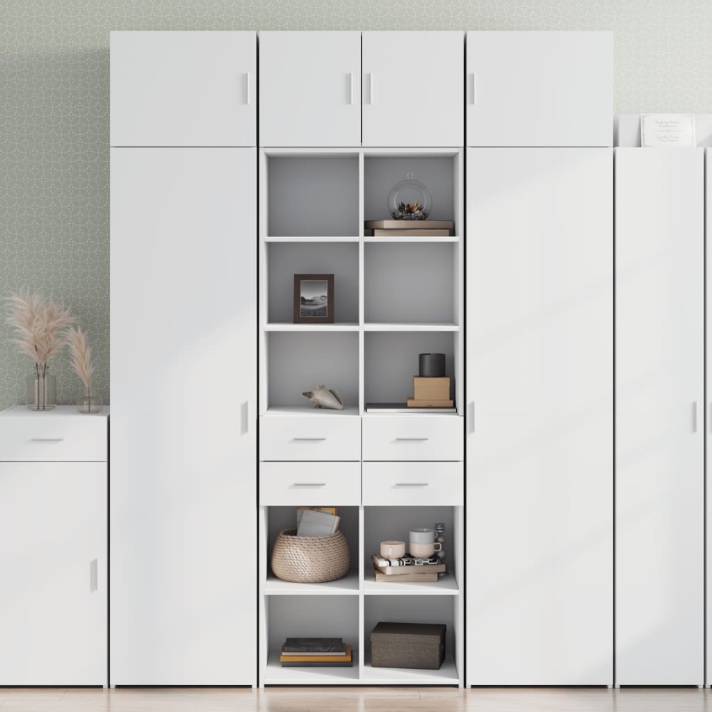 Visoka komoda bijela 70 x 42,5 x 185 cm od konstruiranog drva
