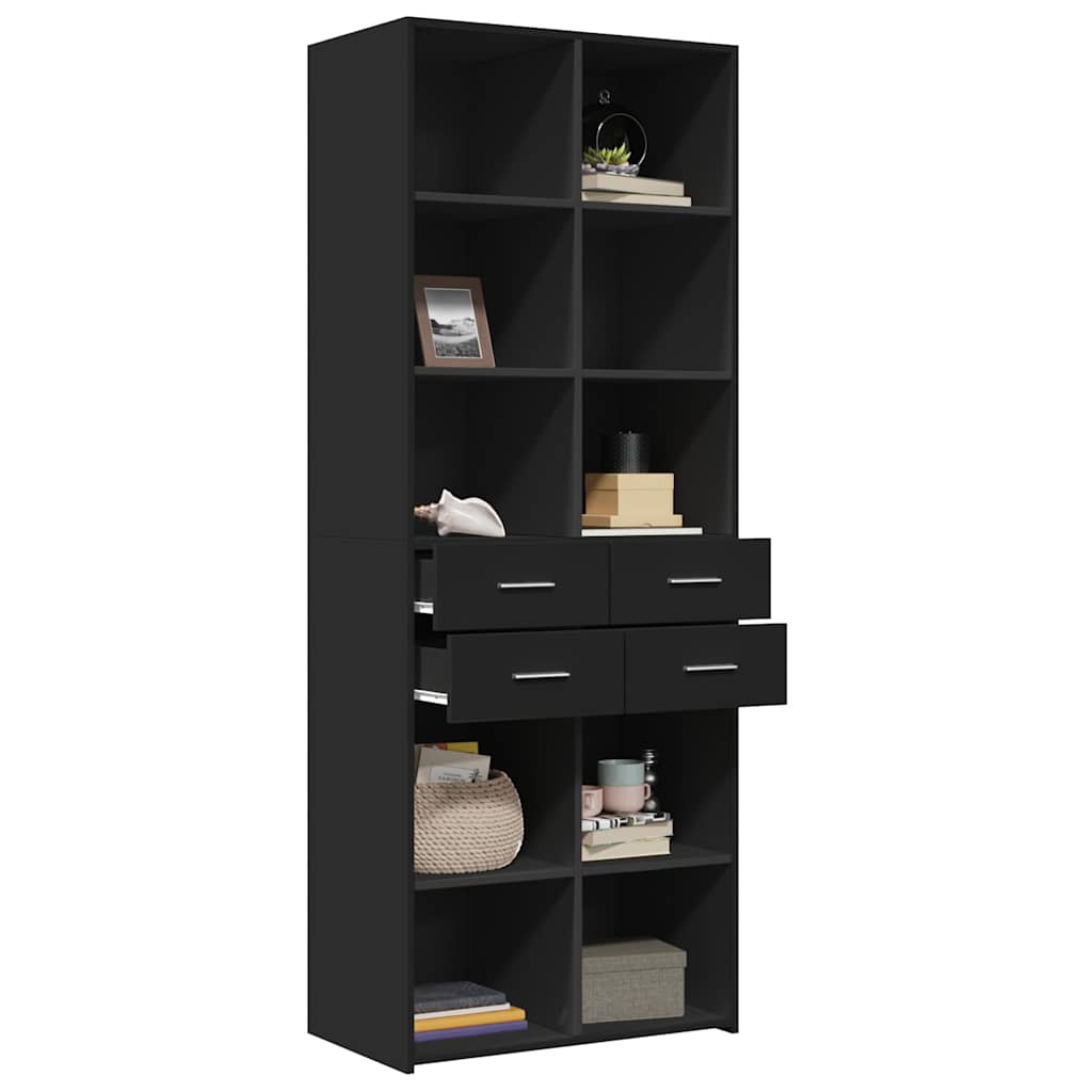 Visoka komoda crna 70 x 42,5 x 185 cm od konstruiranog drva