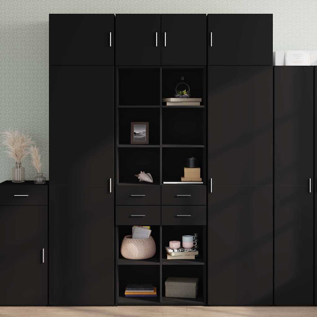 Visoka komoda crna 70 x 42,5 x 185 cm od konstruiranog drva