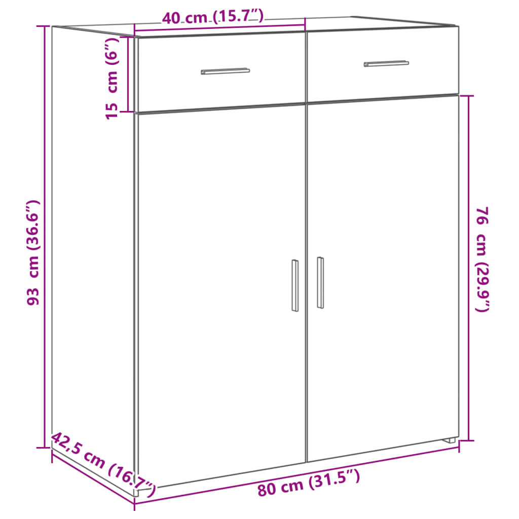 Komoda siva boja hrasta 80x42,5x93 cm od konstruiranog drva