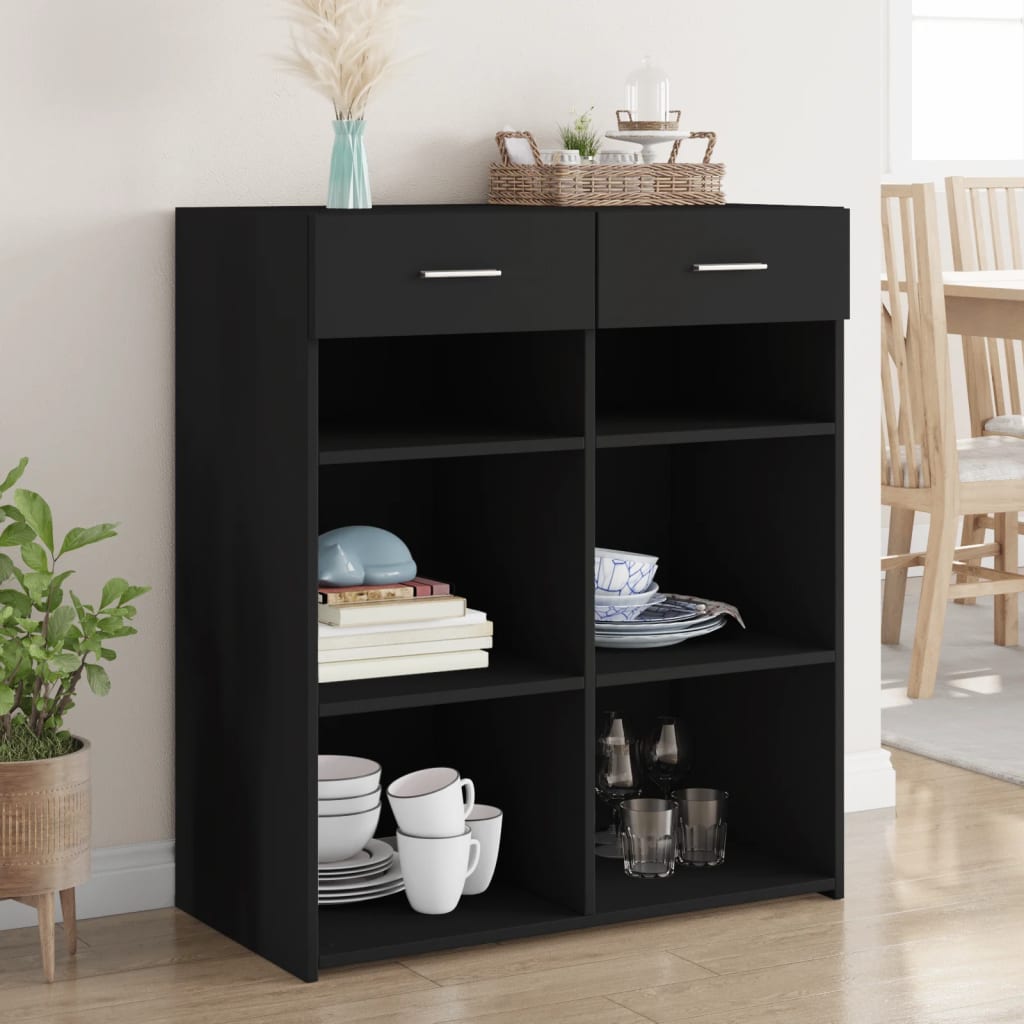 Komoda crna 80x42,5x93 cm od konstruiranog drva