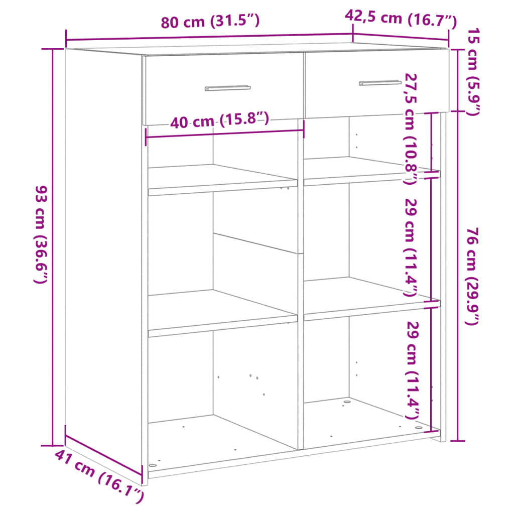 Komoda siva boja hrasta 80x42,5x93 cm od konstruiranog drva