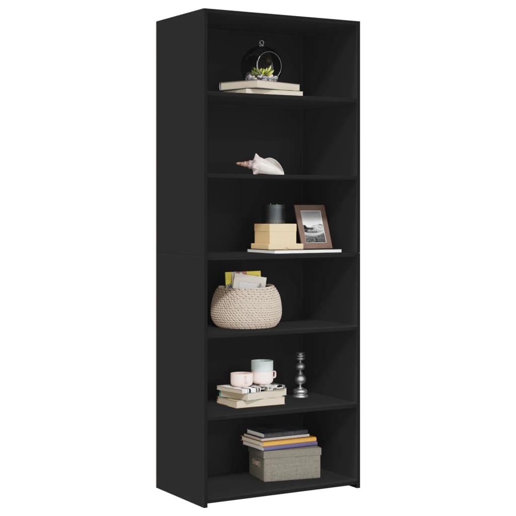 Visoka komoda crna 70x41x185 cm od konstruiranog drva