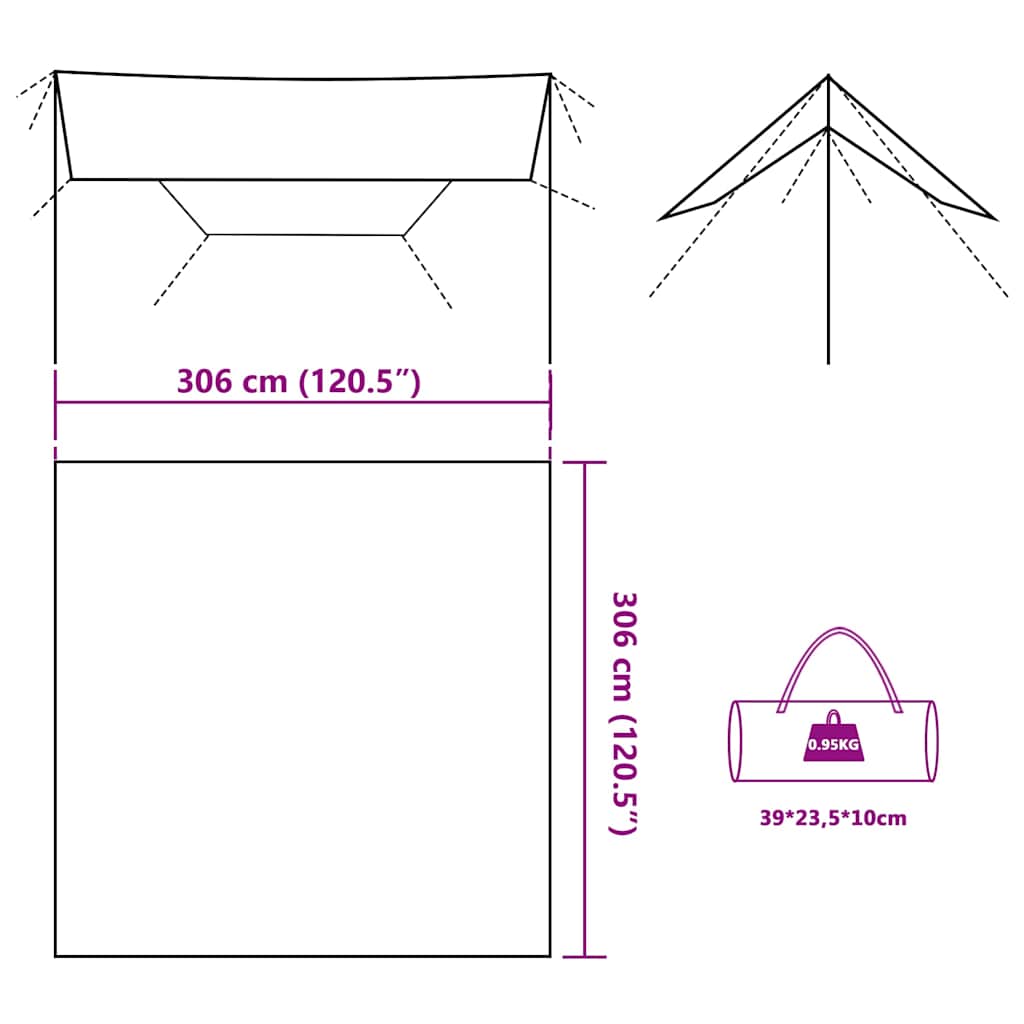Cerada za kampiranje maskirna 306x306 cm vodootporna