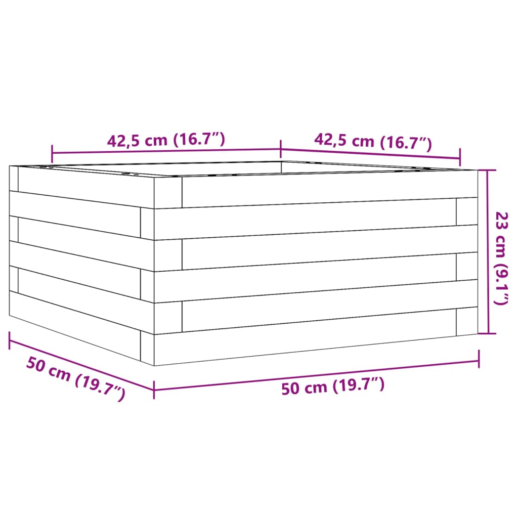 Vrtna sadilica bijela 50 x 50 x 23 cm od masivne borovine