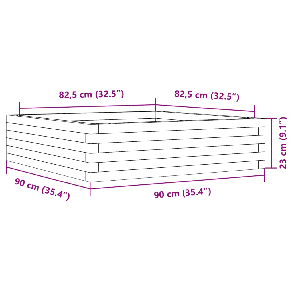 Vrtna sadilica 90 x 90 x 23 cm od impregnirane borovine