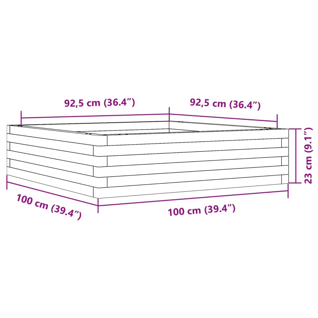 Vrtna sadilica bijela 100x100x23 cm od masivne borovine
