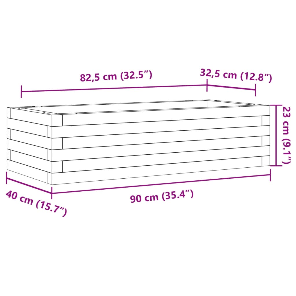 Vrtna sadilica voštano smeđa 90 x 40 x 23 cm masivna borovina