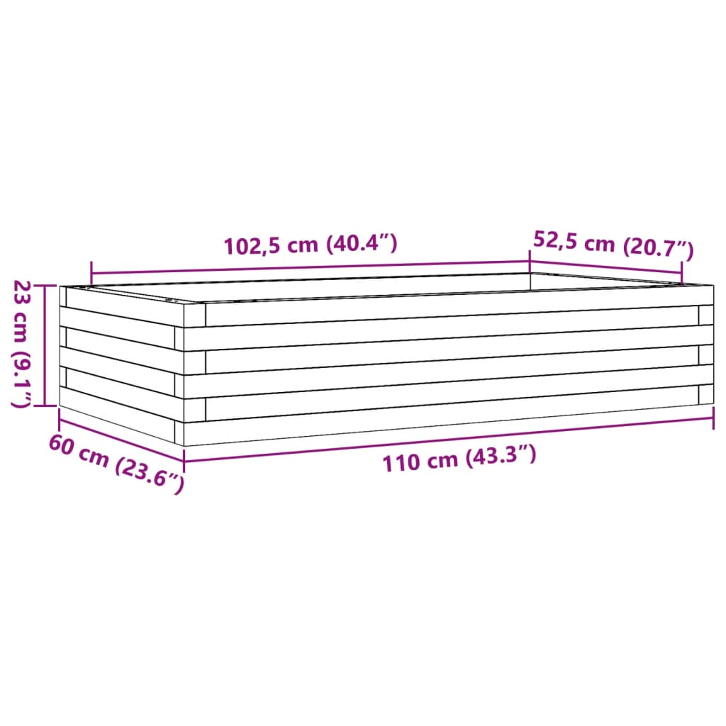 Vrtna sadilica bijela 110x60x23 cm od masivne borovine