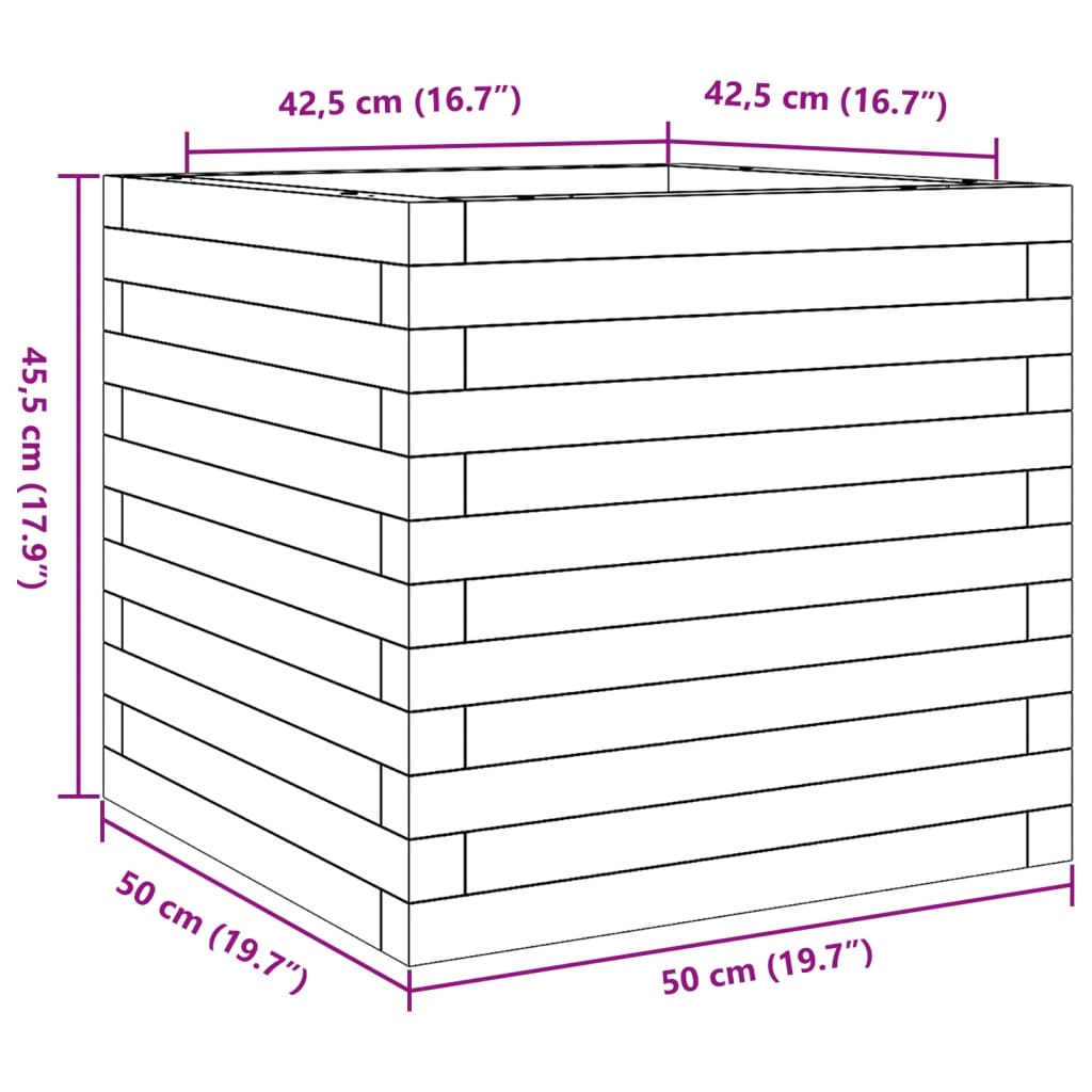 Vrtna sadilica voštano smeđe boje 50x50x45,5 cm od borovine
