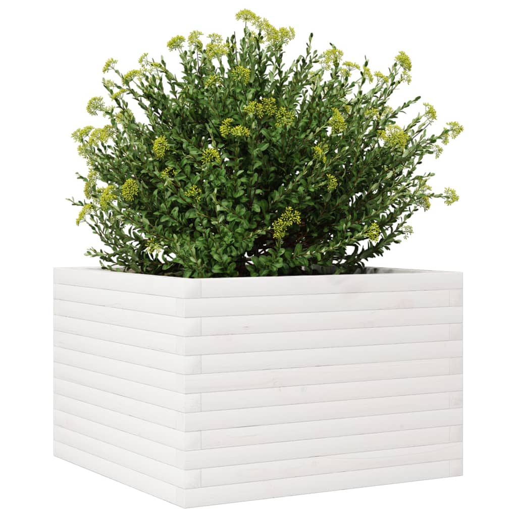 Vrtna sadilica bijela 70x70x45,5 cm od masivne borovine