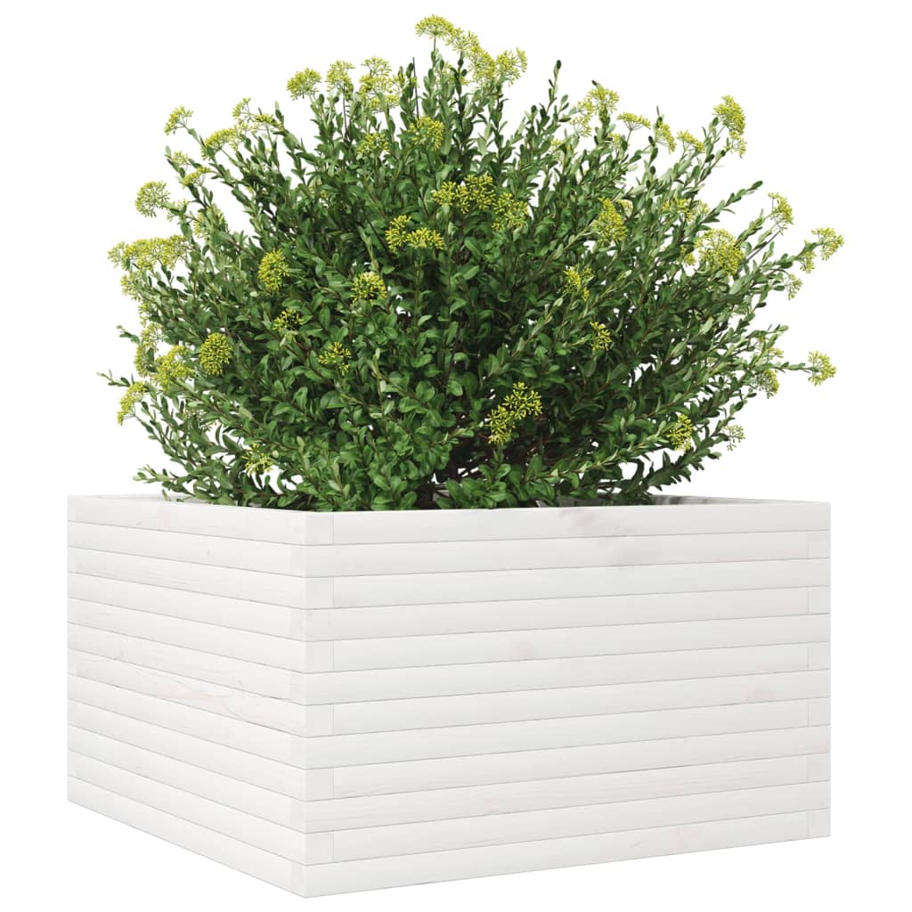 Vrtna sadilica bijela 80x80x45,5 cm od masivne borovine
