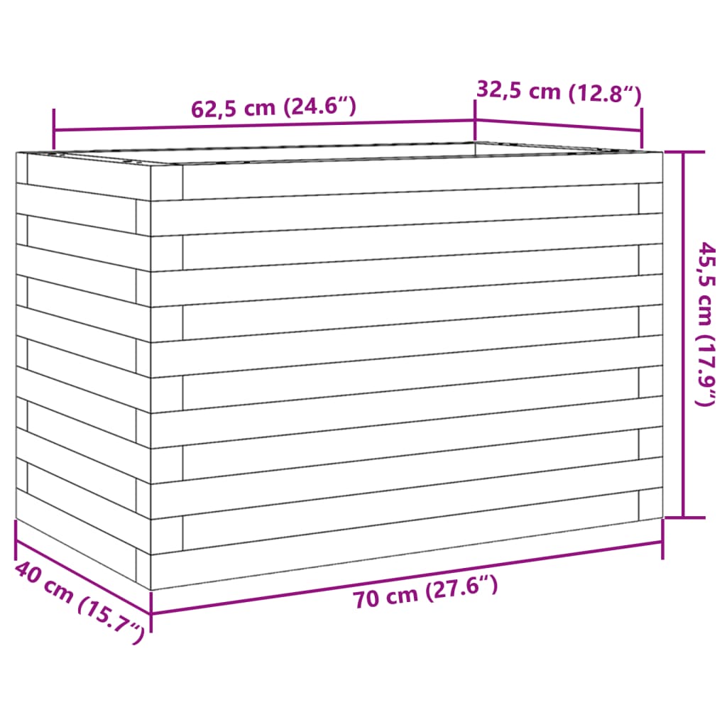 Vrtna sadilica 70x40x45,5 cm od masivne borovine