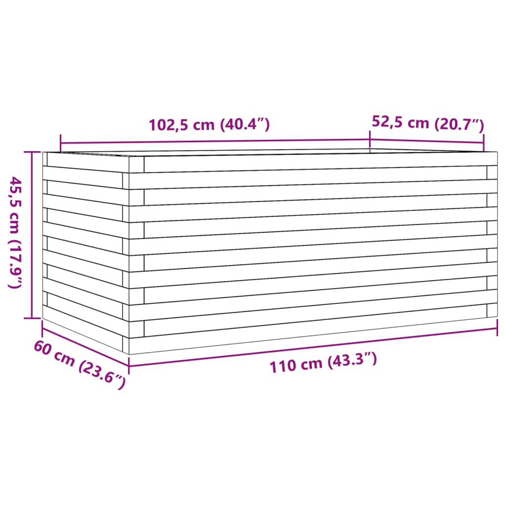 Vrtna sadilica 110x60x45,5 cm od masivne borovine