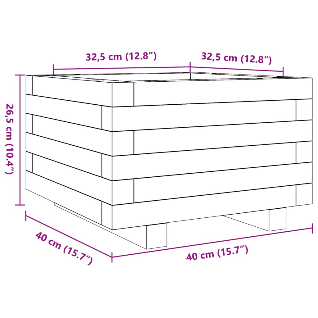 Vrtna sadilica voštano smeđa 40x40x26,5 cm masivna borovina