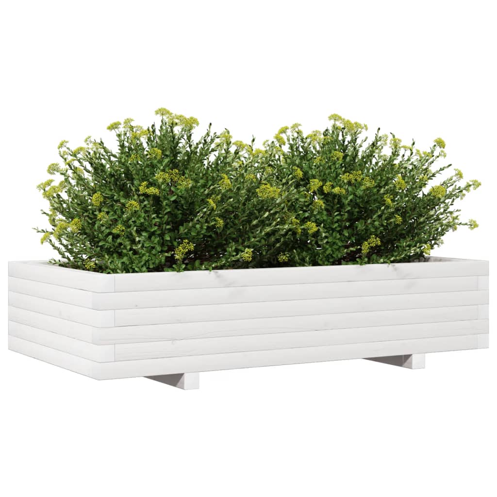 Vrtna sadilica bijela 110x60x26,5 cm od masivne borovine