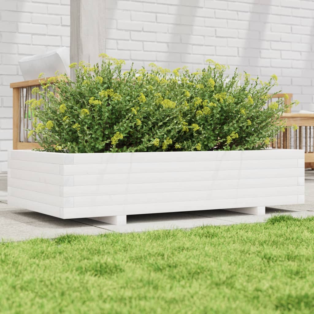 Vrtna sadilica bijela 110x60x26,5 cm od masivne borovine