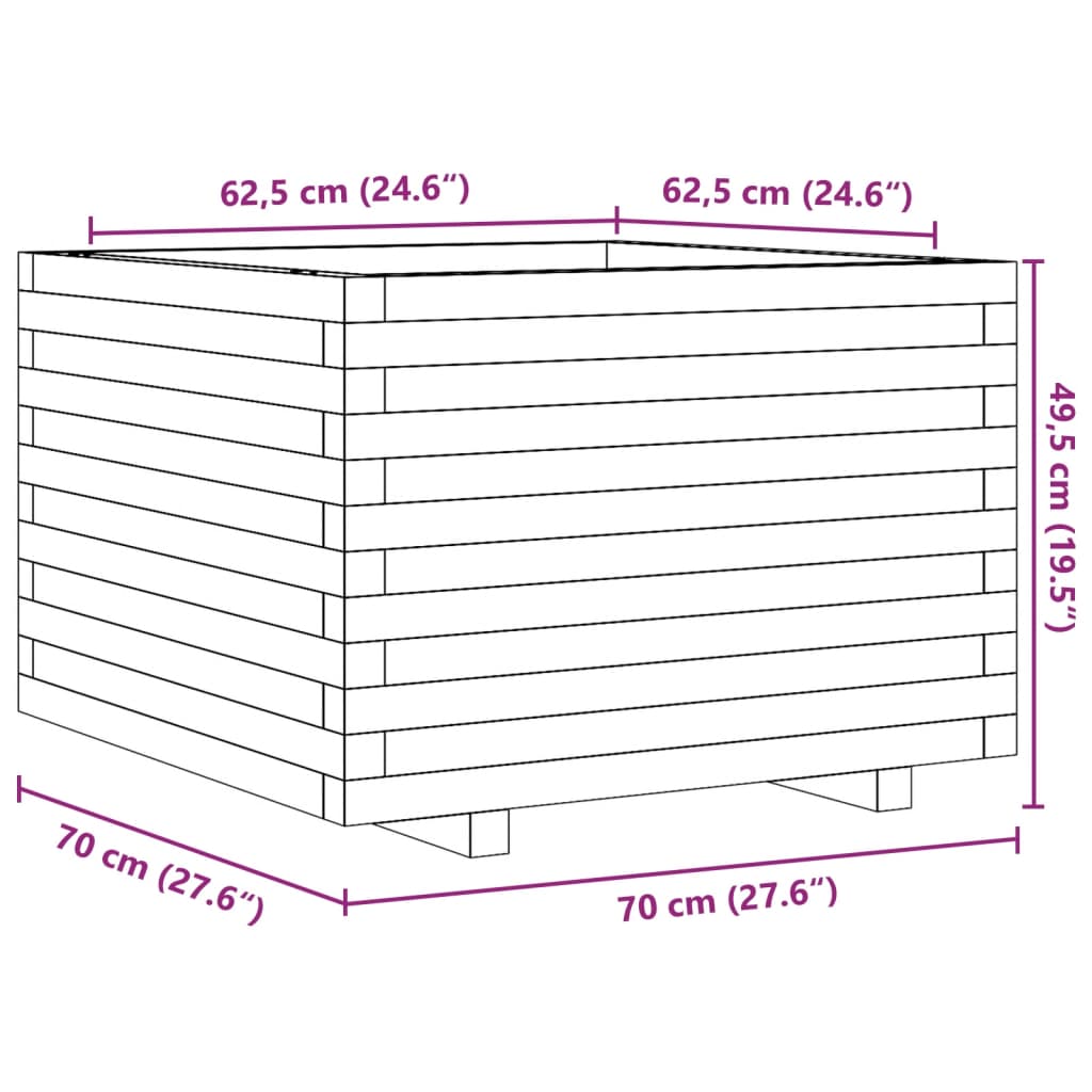 Vrtna sadilica voštano smeđe boje 70x70x49,5 cm od borovine