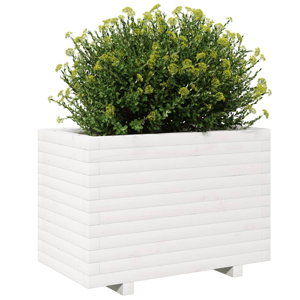 Vrtna sadilica bijela 70x40x49,5 cm od masivne borovine