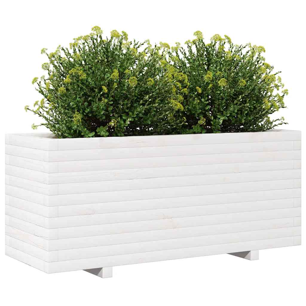 Vrtna sadilica bijela 110x40x49,5 cm od masivne borovine