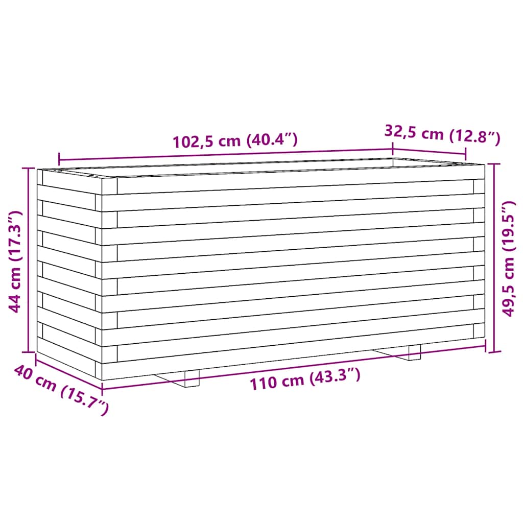 Vrtna sadilica bijela 110x40x49,5 cm od masivne borovine