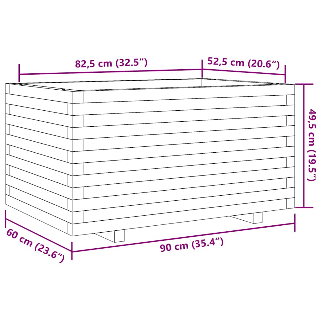 Vrtna sadilica 90x60x49,5 cm od impregnirane borovine