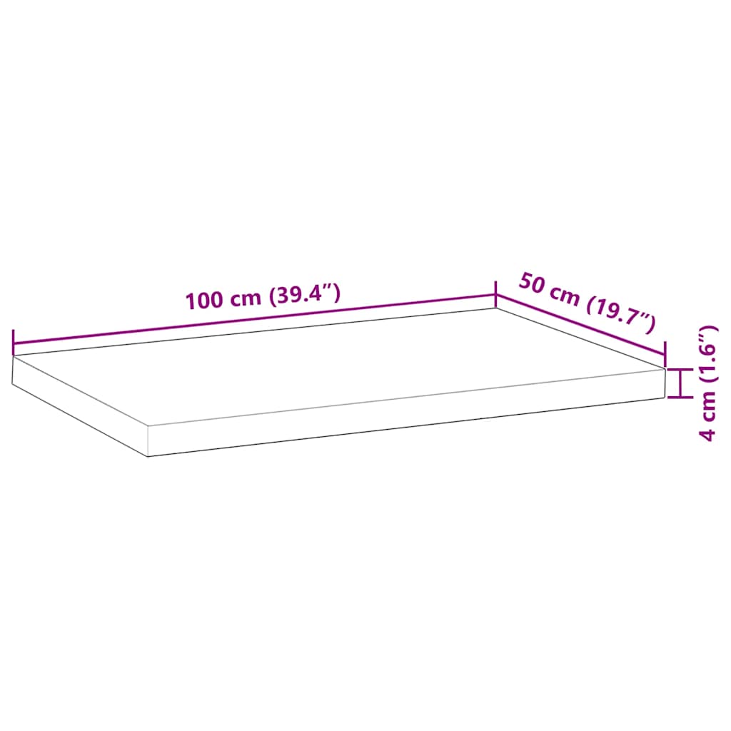 Stolna ploča 100x50x4 cm pravokutna od masivnog drva bagrema