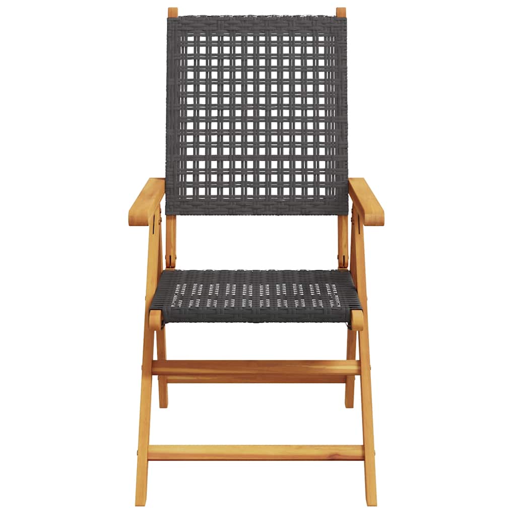 7-dijelni vrtni blagovaonski set crni poliratana i masivno drvo