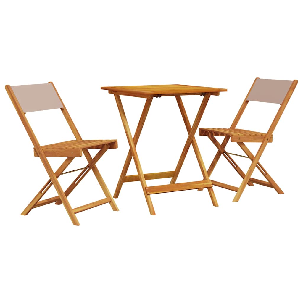 3-dijelni bistro set od tkanine i masivnog drva smeđesivi