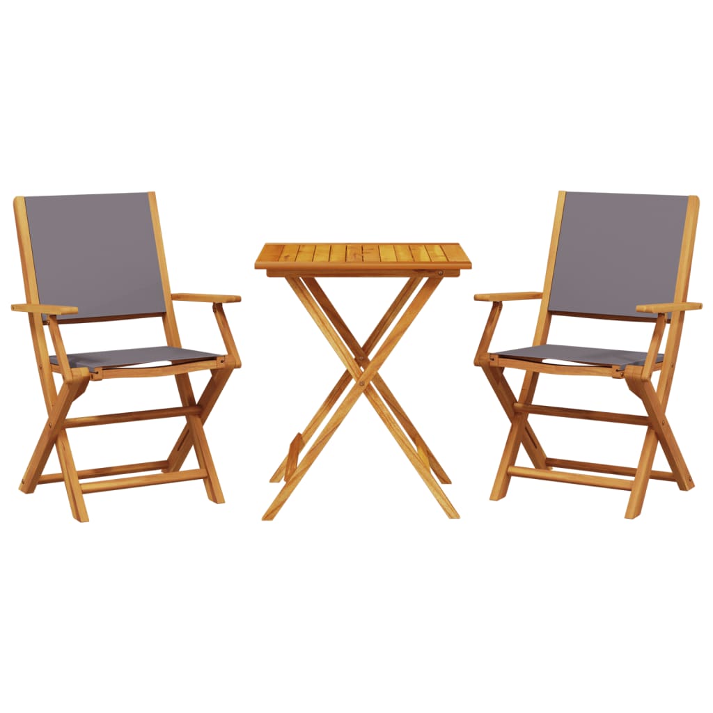 3-dijelni bistro set od tkanine i masivnog drva antracit
