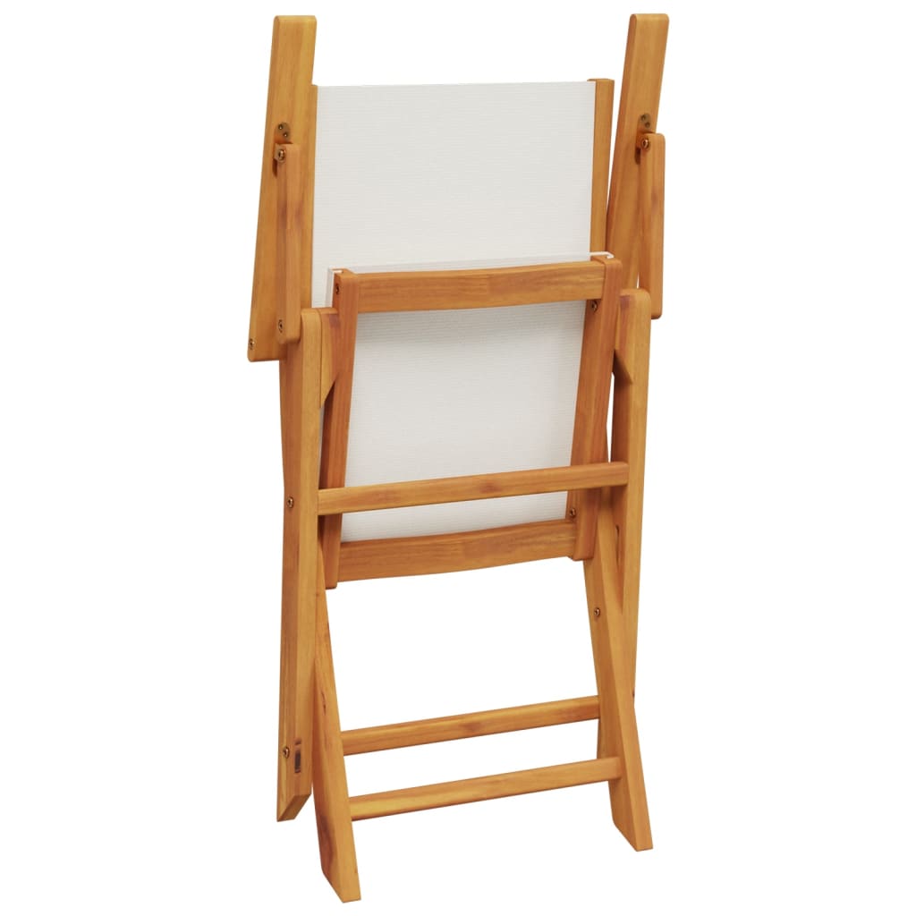 5-dijelni vrtni blagovaonski set krem bijela od tkanine i drva