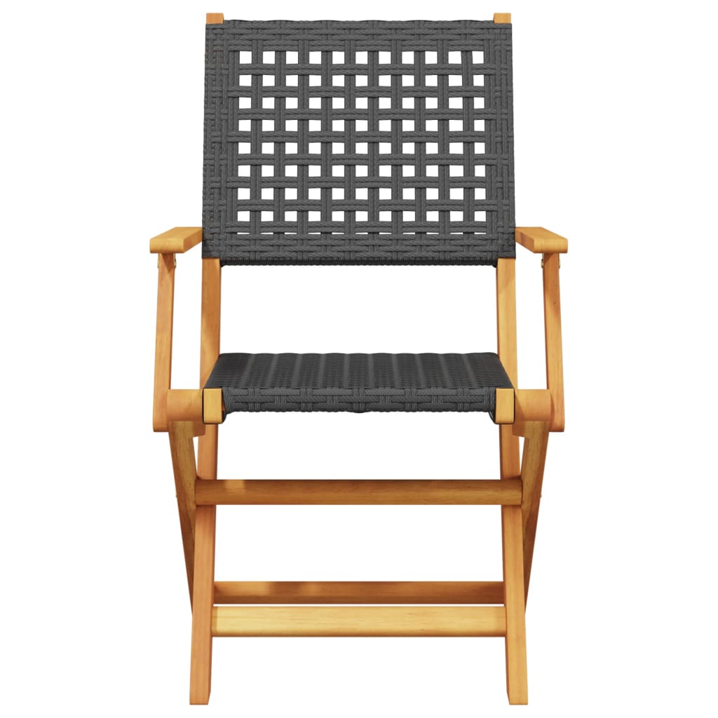 3-dijelni bistro set od poliratana i masivnog drva crni