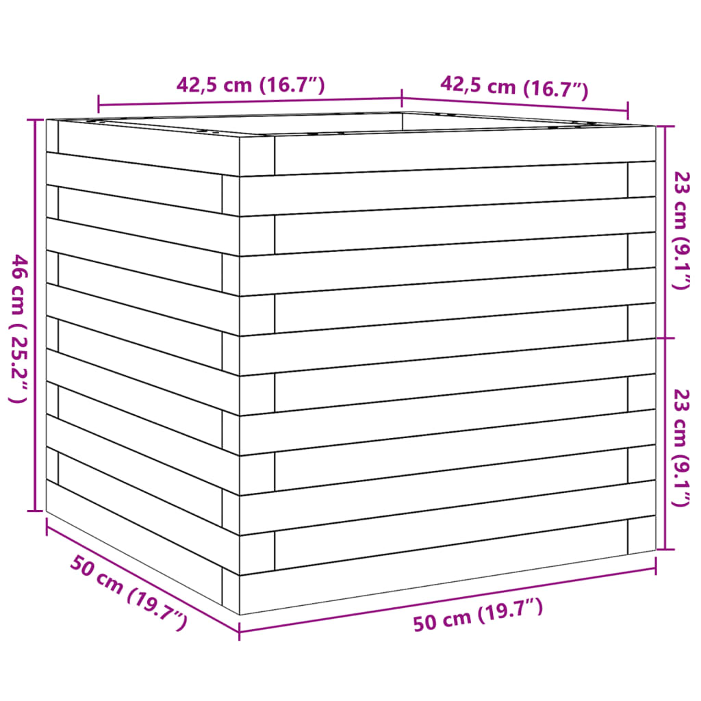 Vrtna sadilica 50x50x46 cm od masivne borovine