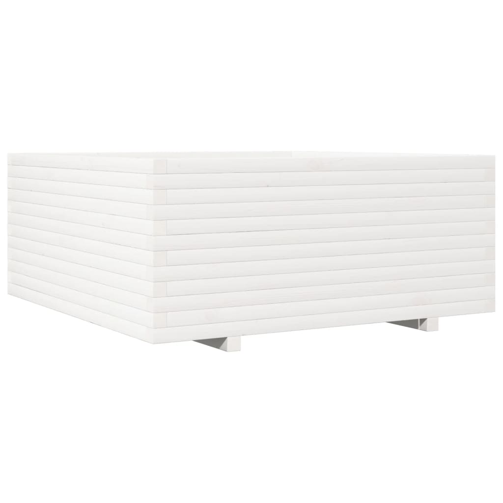 Vrtna sadilica bijela 110x110x49,5 cm od masivne borovine