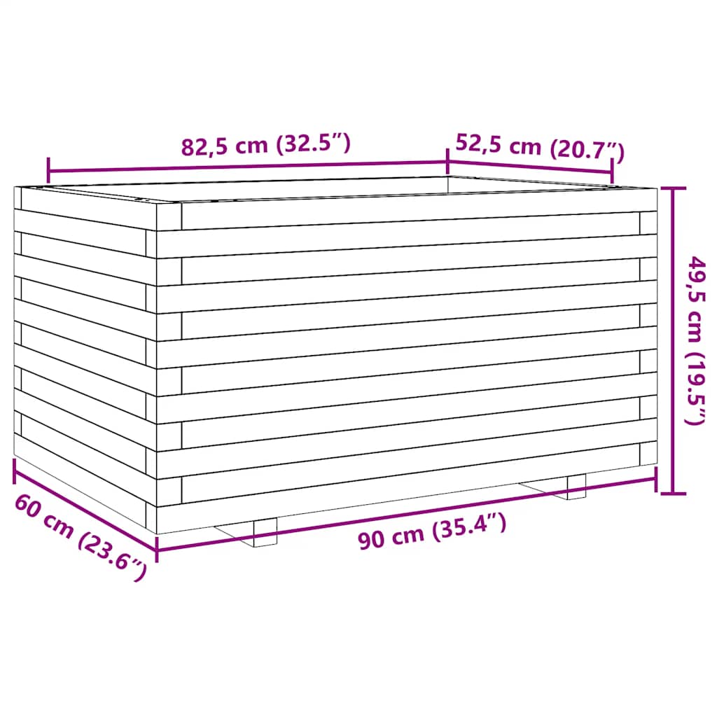 Vrtna sadilica 90 x 60 x 49,5 cm od masivne borovine