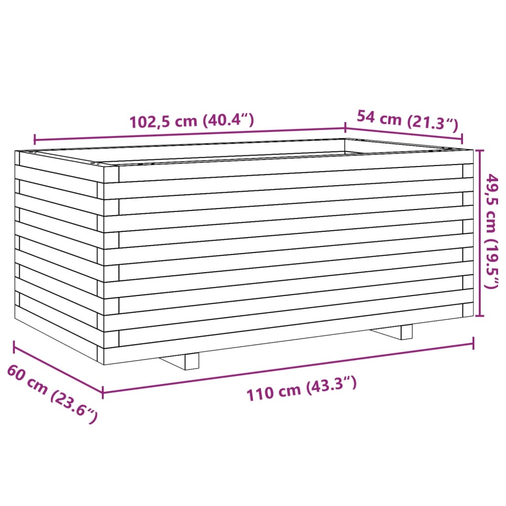 Vrtna sadilica bijela 110x60x49,5 cm od masivne borovine