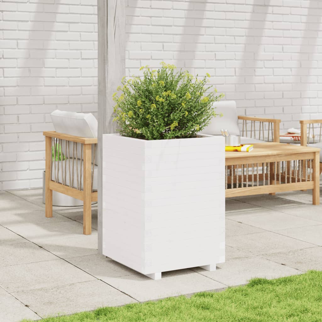 Vrtna sadilica bijela 50x50x72,5 cm od masivne borovine