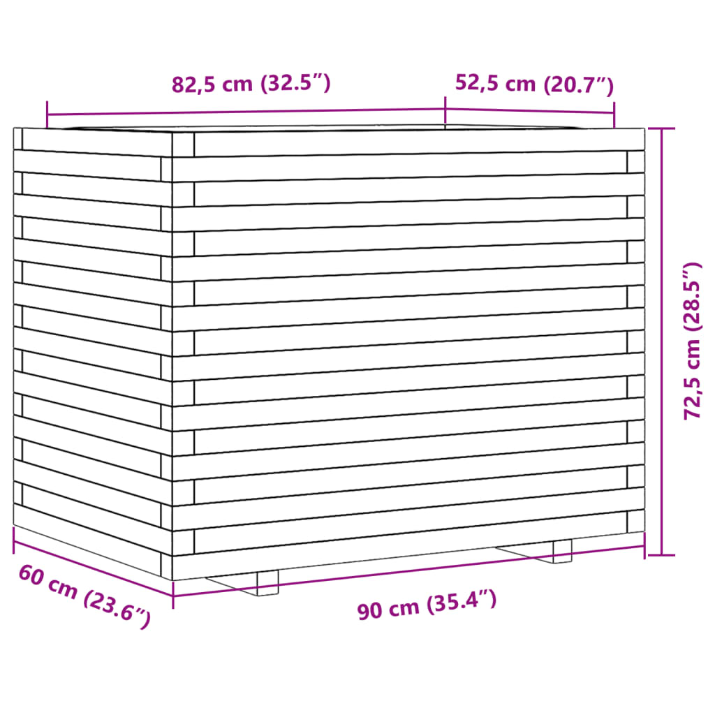 Vrtna sadilica 90x60x72,5 cm od impregnirane borovine