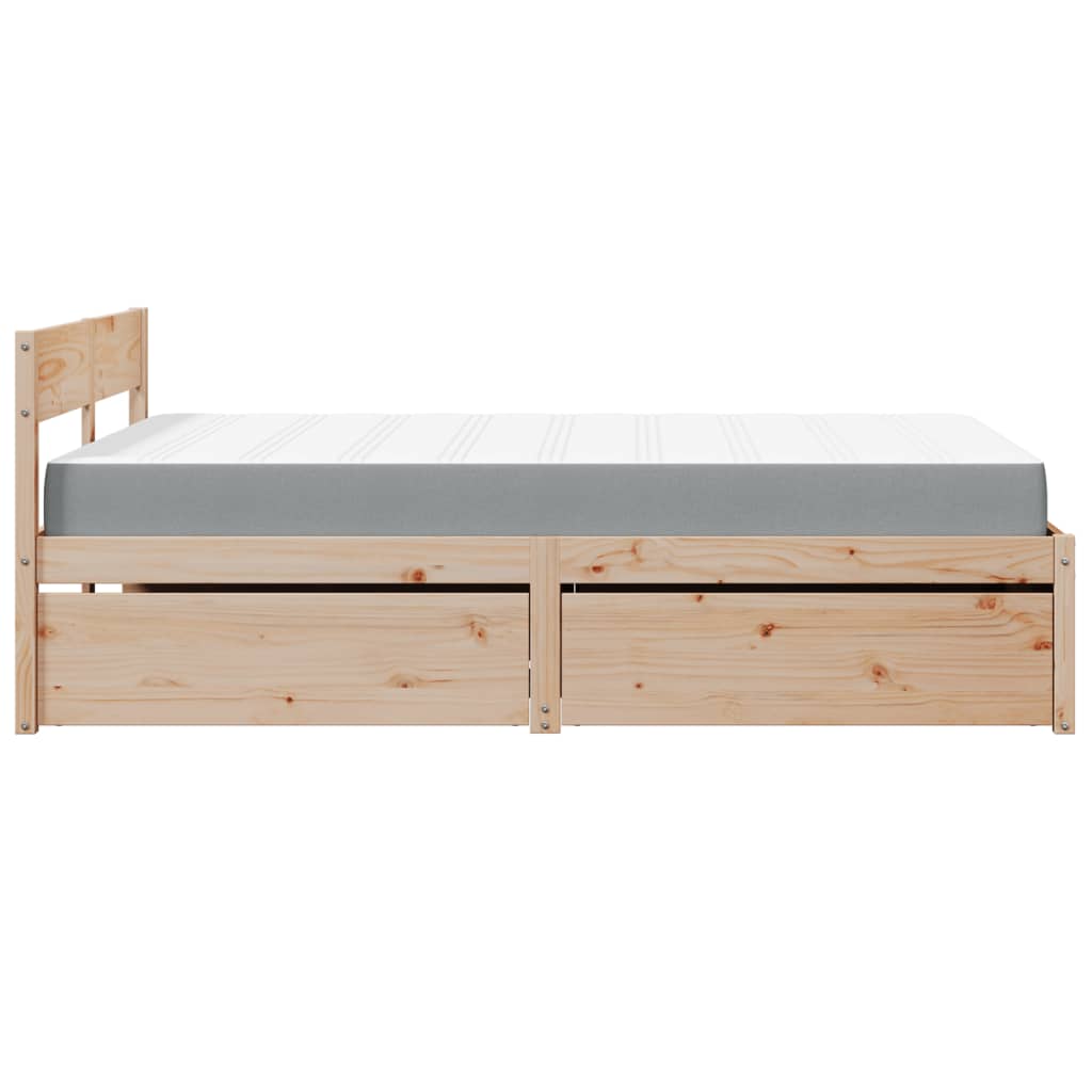 Krevet s ladicama i madracem 120 x 200 cm od masivne borovine